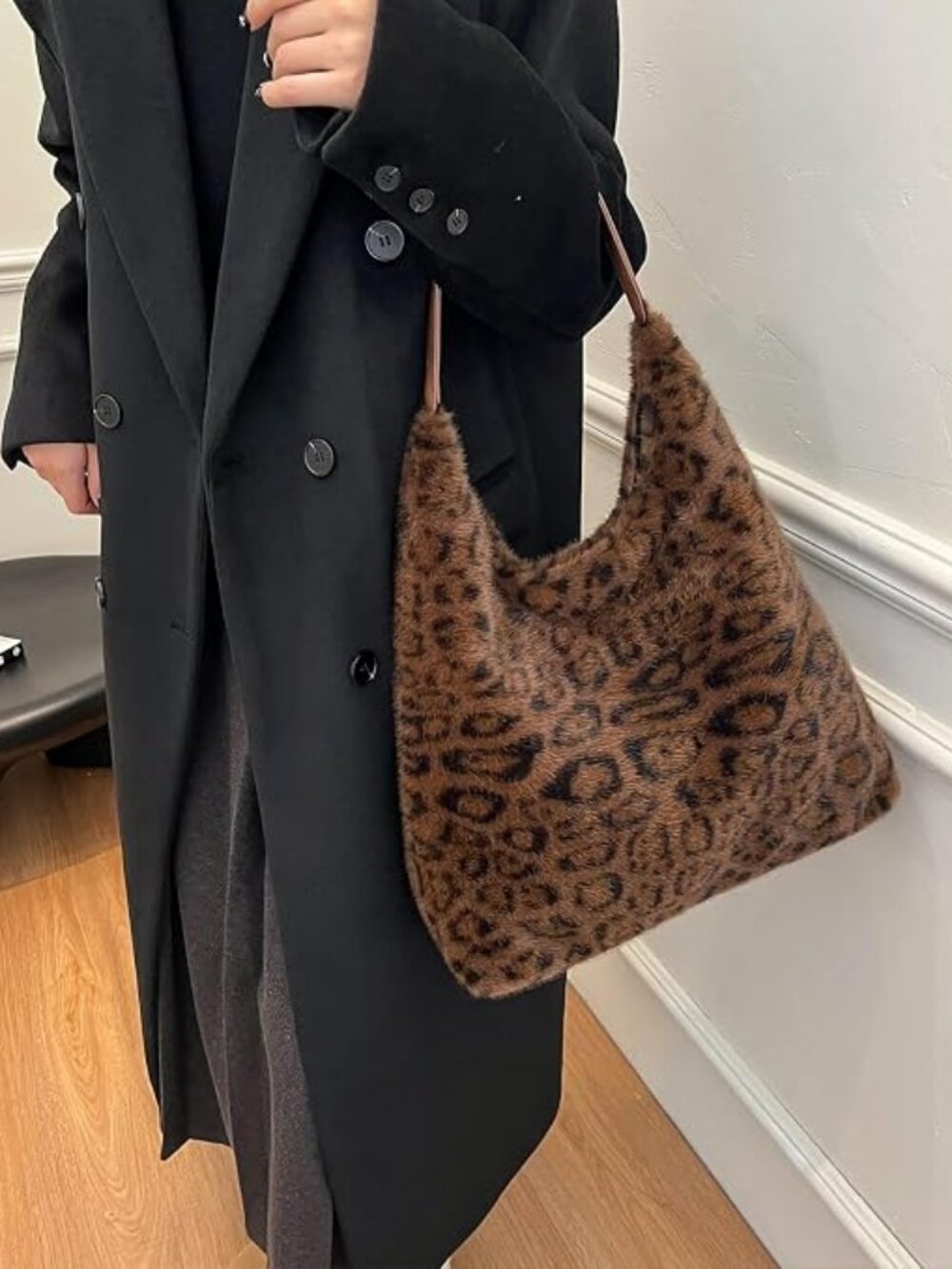 Neiman Marcus Leopard Fluffy Tote Bag